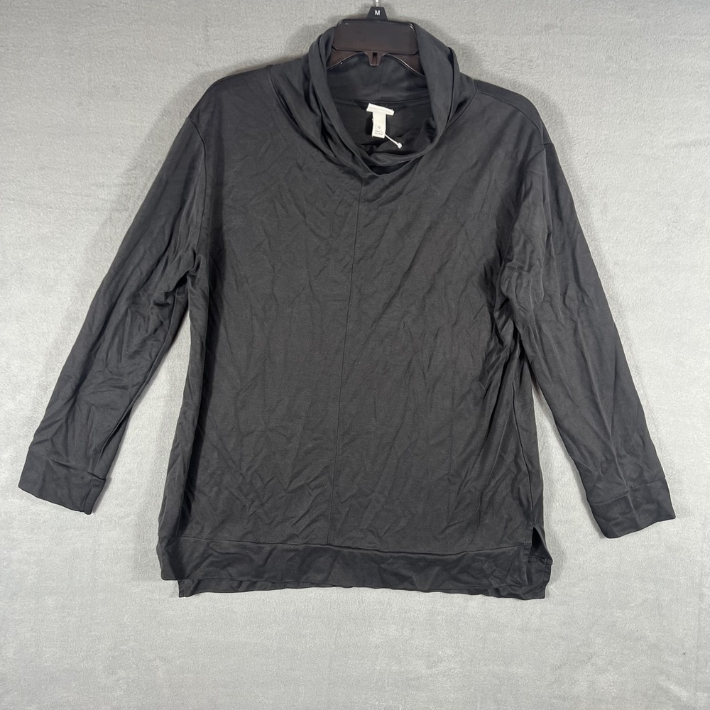 A New Day Women's Black Cowl Neck Long Sleeve Pullover Tunic Top Size M Modal